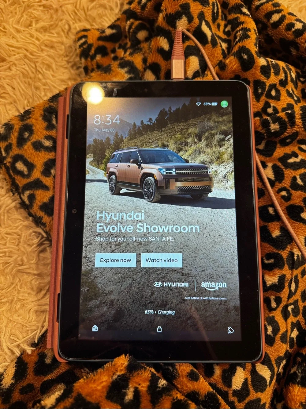 Amazon Tablet with Pink Protective Case and Black Front Bezel